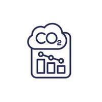 carbon emission reduction report line icon vector