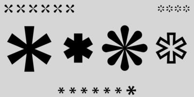 asterisks icons, geometric abstract shapes, graphic elements vector