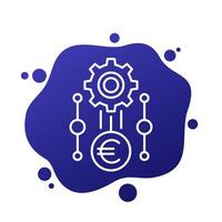 payment processing icon with euro symbol, line vector