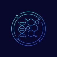 Biomaterials and bioengineering icon, linear design vector