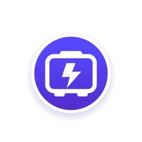 portable power generator round icon, vector