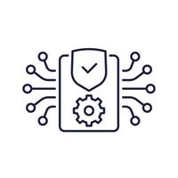 security management line icon on white vector