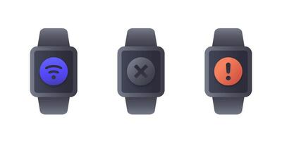 connect or disconnect smart watch icons set vector