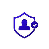 user protection icon with a shield vector