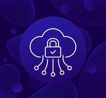 secure cloud line icon for web and apps vector
