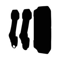 Black silhouette drawing of dumbbells and a rectangular shape fitness strength training equipment workout vector