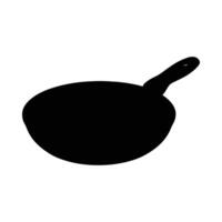 Minimalist black silhouette illustration of a frying pan with a simple rounded handle vector