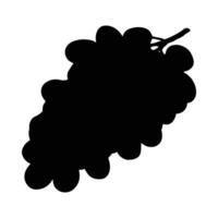 Black silhouette of fresh grapes with stem and leaves isolated on a white background vector