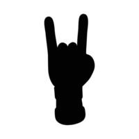 Rock and roll hand gesture silhouette black and white illustration perfect for design projects vector