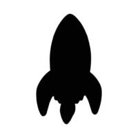 Black silhouetted rocket ship isolated on white background for space travel and exploration concepts vector