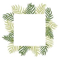 Square botany frame with ink drawn tropical leaves.Textured nature design element for invitations or greeting cards vector