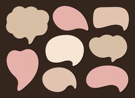 A collection of pastel-colored speech bubbles. Stickers with blank message icons for conversation forms. Abstract shapes with text space for chats, planning sessions, and social media vector