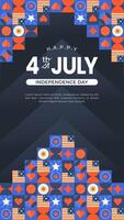 Vertical Colorful Geometric 4th of July Independence Day Celebration Design vector