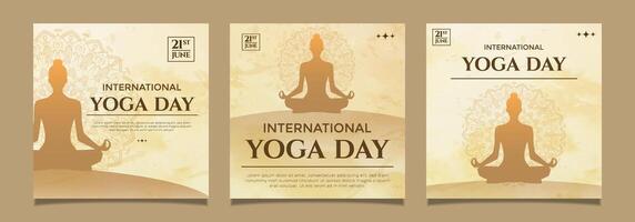 Set Elegant Design for International Yoga Day with Meditation Motif vector