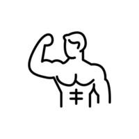 A man is flexing his muscles in a line drawing vector