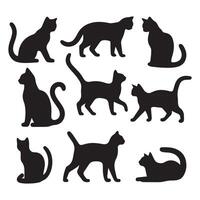 Cats silhouette in different poses vector