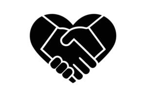 Black Heart with Handshake Partnership, Agreement, and Trust Symbolism in Design vector