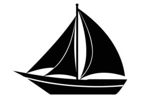 Stylized Black Silhouette of a Sailboat with Two Sails on White Background vector