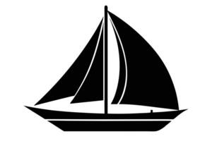 Silhouette of a Sailboat on a White Background Featuring a Mast and Sails vector