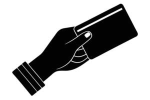 Stylish Black and White Hand Holding Card, Payment Solution Visualized vector