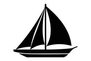 Minimalist Black Silhouette of a Sailing Boat With Two Sails on White Background vector