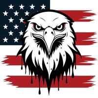 Striking Eagle with American Flag Background, Patriotic Design, Bold Lines vector