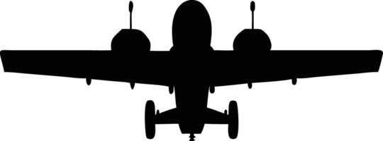 Black Silhouette of Vintage TwinEngine Airplane with Propellers and Landing Gear on White Background vector