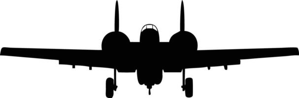 Black Silhouette of A10 Thunderbolt II Jet Aircraft Front View vector