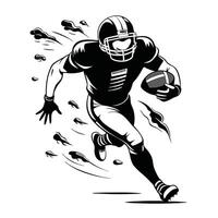 Running Football Player Illustration Monochrome Art of Athlete with Ball and Speed Effect vector