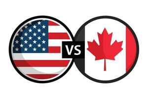 USA Versus Canada National Flags in Black Circles with VS Text Displayed Centrally vector