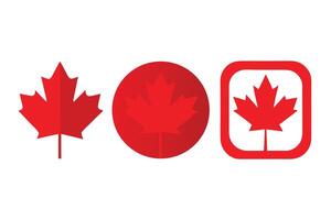 Three Red Canadian Maple Leaf Icons Isolated on a White Background Display vector