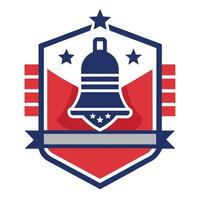 Patriotic Badge Featuring a Navy Bell with Stars and Stripes Design Element vector