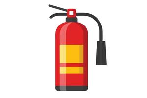 Red Fire Extinguisher Illustration with Yellow Label, Black Hose, and Nozzle, on White vector