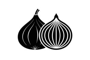 Black and White of Whole Fig and Cross Section of Fig Drawing vector