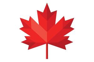 Geometric Red Maple Leaf Illustration on White Background, Design Element, Flat Style vector
