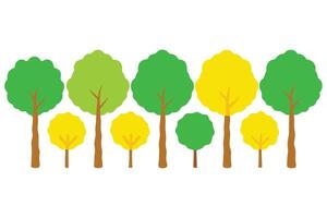 Whimsical Illustration of Green and Yellow Trees in a Row on a White Background vector