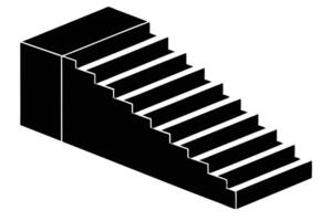 Isometric Staircase Illustration Black Stair Steps, Simple Design, Architectural Element, Isolated on White vector
