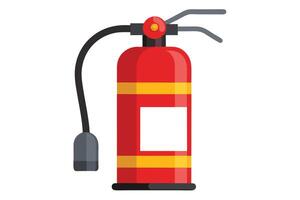 Red Fire Extinguisher with Yellow Stripes and Blank White Label vector