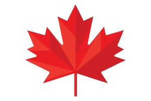 Vivid Red Maple Leaf Illustration on White Background Symbolizing Canada and Autumn vector