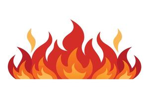 Illustration of Fiery Flames in Red and Orange Color Palette on a White Backdrop vector