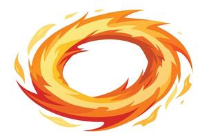 Swirling Ring of Fiery Flames and Orange Gradient on a White Background vector