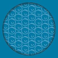 Hand drawn sad smile Seamless Pattern on Circle Paper Cut Background Blue Monday Greeting Background. Isolated illustration Greeting Card Party invite or poster, price tag, label or web banner vector
