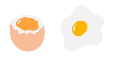 Hand Drawn Soft Egg with liquid yolk Partially Peeled and Fried Egg Food Cards Design elements Set. Isolated illustration International Egg Day Greeting, party invite or leaflets, banner, label vector