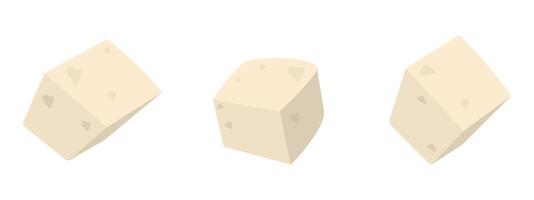 Hand Drawn Cheese cubes in various positions Minimalistic Food Theme Card design element Collection. Isolated illustration Healthy Food or Menu Cards Promo banners, leaflets, labels, price tag vector