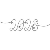 2028 Hand lettering date one continuous line. New Year or Christmas greeting cards design concept. . Isolated Transparent background. Poster, banner brochure, price tag, label or web, promo idea vector