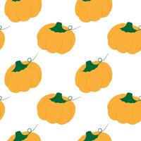 Hand Drawn Colorful Pumpkin with tendril Seamless Pattern Thanksgiving Holiday Backdrop Texture idea. Isolated illustration Autumn Holiday Theme Cards Background Party invite or banner, leaflet vector