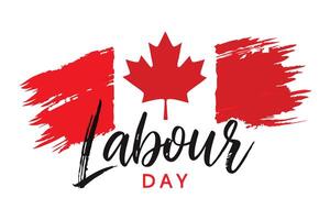 Canadian Labour Day with Maple Leaf and Red Brush Strokes Background vector