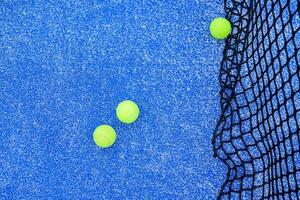 top down view of an empty paddle court showcasing lines and net photo