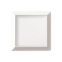 Square photo frame, 3d render on light bg. White picture flat lay mock up. Realistic painting vintage gallery wall, empty wood border with shadow, copy space. Isolated art print, gray display box vector