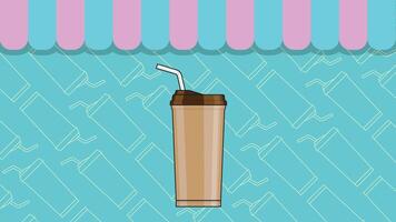 Coffee cup icon background with alternating colored flags on top Foreground with beverage cup. vector